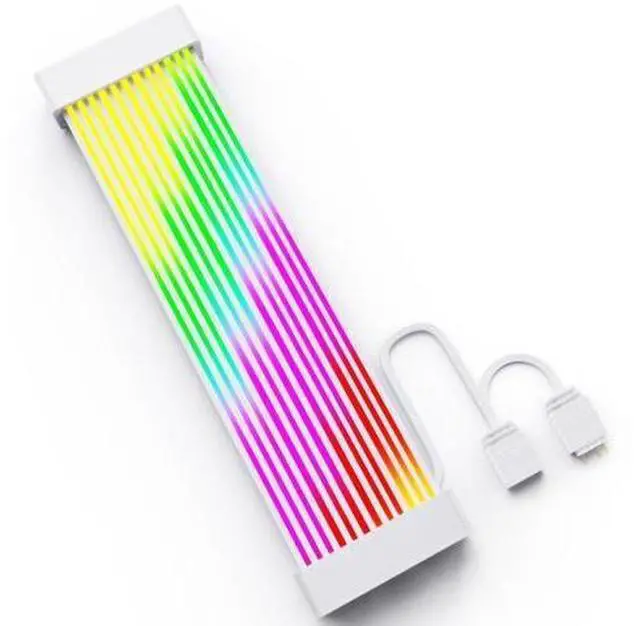 Main image of RGB Cable Cover Kit Compatible with 24-Pin Motherboard ARGB PSU Cable Extension with 5V 3 Pin Bendable Silicone Sync ARGB Power Extension Cable for PC Case Decoration