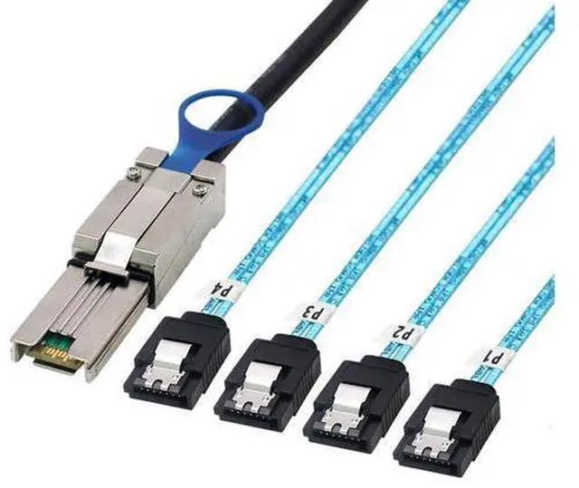 Main image of Mini SAS HD SFF-8088 26P to 4X SATA 7P Female Cable 6Gbps High Speed Server Hard Drive Connection Cable, 28AWG, 10 Ohm (0.5M)