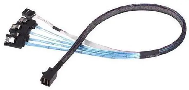 Main image of Compatible with Mini SAS HD SFF-8643 to 4X SATA 7Pin Sideband Female Cable, 30AWG Copper, 12G High-Speed Internal Server Harness (0.5M/19.68in)