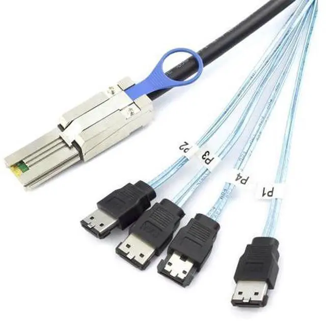 Main image of Mini SAS HD SFF-8088 26P to 4×eSATA 7P Female External Server Hard Drive Cable, 28AWG 6G High-Speed Copper Wire Harness (0.5M/19.68in)