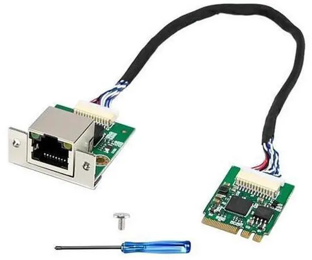 Main image of M.2 A+E Key to 2.5G Ethernet Adapter - NIC with Intel I226V, 100/1000/2500 Mbps RJ45 Cable Length 20cm, Compatible with OpenWRT | Windows | Linux | Server | PC | SBC | Router (A+E with Screwdriver)