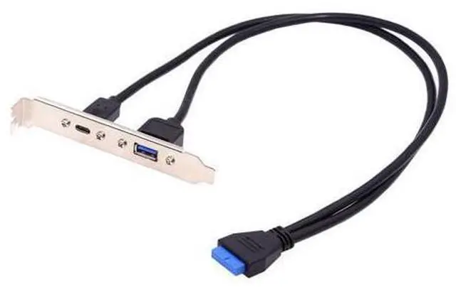 Main image of 5Gbps 19/20Pin USB3.0 Motherboard to Dual Ports USB 3.0 & USB-C Type-C Female PCI-E Back Panel Cable 50cm