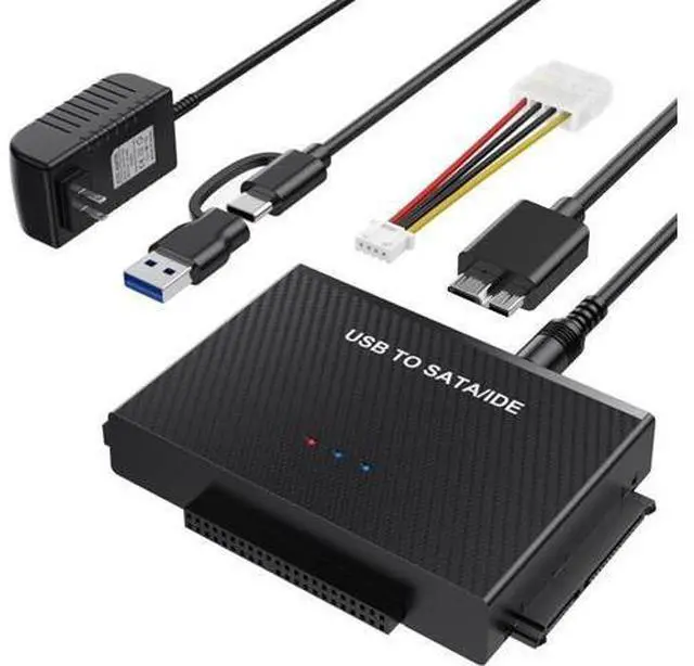 Main image of Hard Drive Reader USB 3.0 to SATA IDE AdapterIDE SATA to USB + Type C External Data Recovery Converter Kit for Universal 2.5 3.5 HDD SSD Hard Drive Disk, with 12V/2A Power Adapter