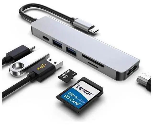 Main image of USB C Docking Station, HDMI to USB c Adapter for Monitor, USB-C Hub HDMI Dongle for Laptop, Micro SD Card Reader usbc Dock for Chromebook, usbc to USB Adapter Multiport for MacBook pro