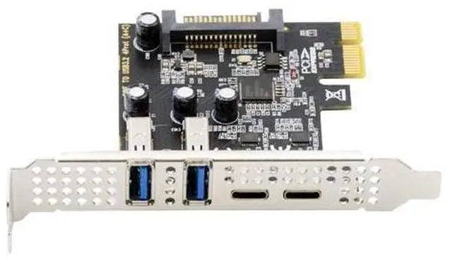 Main image of 5Gbps USB3.1 Gen1 Dual Type-A & Type-C USB-C Female to PCI-E Express 1x Card Adapter uPD720201 with Low Profile Bracket