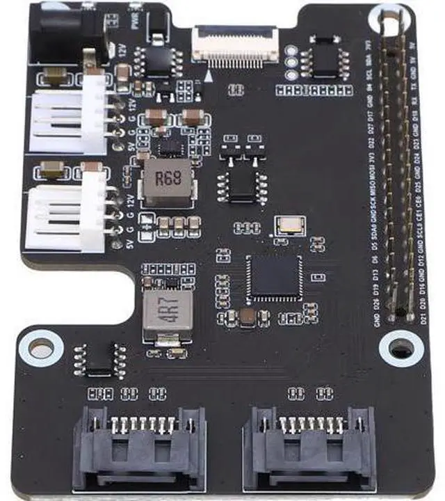 Main image of PCIe to 2Ch SATA Adapter, Onboard Dual LED Indicators and EEPROM, Compatible with SATA Hard Drive Protocol Compatible with RPi 5