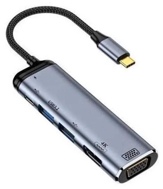 Main image of xiwai Type C USB3.1 USB-C to HDMI VGA Dual USB 3.0 HUB Converter HDTV Multiport Adapter 4K 60hz 1080p with Female PD 100W Power Port