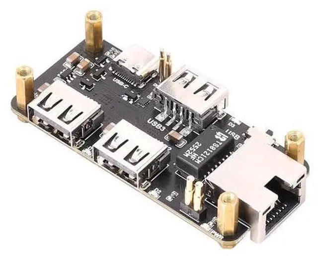 Main image of USB Hub Ethernet HAT for Raspberry Pi Zero, 3-Port USB 2.0 Hub + RJ45 10/100M Ethernet Adapter, Type-C Power/USB Upstream Switchable, Compact Expansion Board with Status LEDs