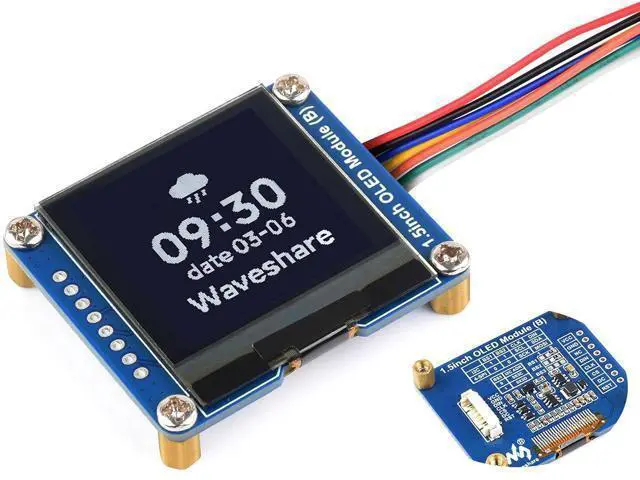 Main image of 1.5inch OLED Display Module for Raspberry Pi/for Arduino/STM32, 128×128 Resolution Black/White Two Display Colors OLED with SH1107 Driver, SPI / I2C Communication