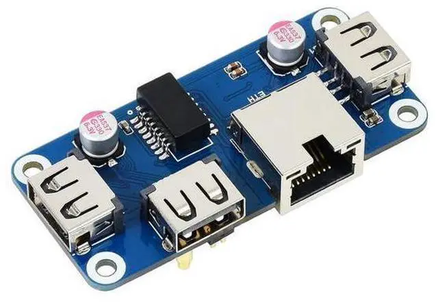 Main image of Ethernet/USB HUB HAT for Raspberry Pi 4 B/3 B+/3A+/2B/Zero/Zero W/Zero WH, with 1x RJ45 10/100M Ethernet Port, 3X USB 2.0 Ports Compatible with USB 2.0/1.1
