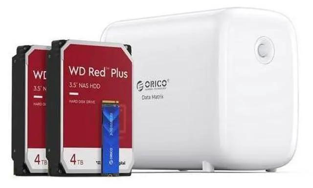 Main image of DataMatrix 9TB Hybrid Storage Solution, 1TB SSD for Data Process + 8TB HDD for Data Backup, 1GbE, 10Gbps USB C & USB A, Raid, All-in-One Storage & Hub, DM103