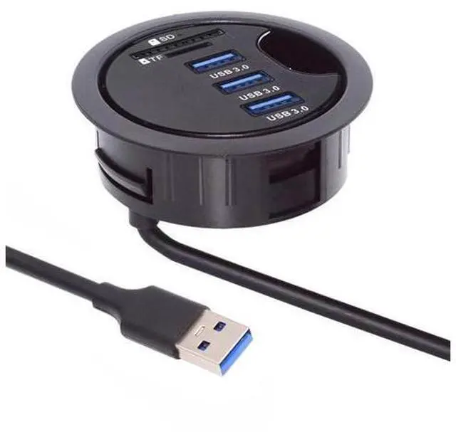 Main image of 3 Port USB 3.0 Hub SD TF USB Splitter 60mm Desk Grommet Dock Station Micro-SD Card Reader for Desktop PC Desk(SD TF USB 3.0)