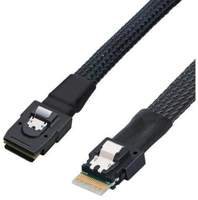 Main image of Mini SAS 8087 to Slim SAS 8654 4i Internal High-Speed Cable 12Gbps 30AWG Flat to Flat Server Connection Cable, Black (0.5M)