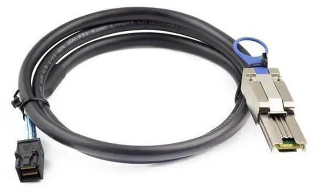 Main image of Mini SAS HD SFF-8088 to SFF-8643 Internal External Server Cable 6Gbps High Speed 28AWG Data Cable, Black Flat Connector (0.5m)