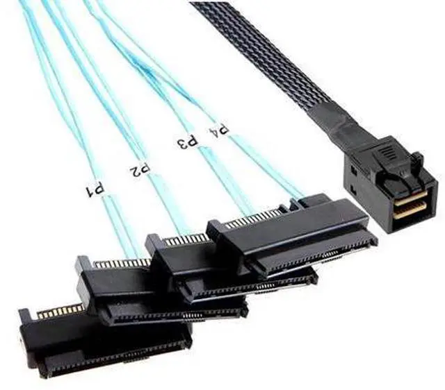 Main image of MINI SAS HD SFF-8643 to SAS SFF-8482 2-in-1 29P Breakout Cable, 12Gbps High-Speed for SAS HDD/SSD, 30AWG for Server Storage (0.5, 0, Meters)