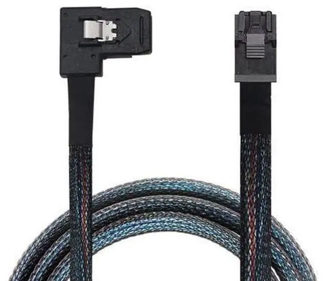 Main image of Mini SAS HD SFF-8643 4i to SAS SFF-8087 Right Angle Cable High Speed Internal Server Connection Cable, 30AWG, 10 Ohm (1M)