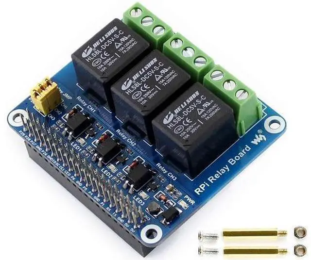 Main image of 3-CH RPi Relay Board RPi Expansion Board, Three Channel Power Relay Module Compatible with Raspberry Pi 5/4B/3B+/3B/Pi Zero W/Zero 2W/Pico/Pico W/Pico 2/Pico 2W, Loads up to 5A 250V AC or 5A 30V DC
