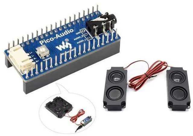 Main image of Audio Expansion Module Compatible with Raspberry Pi Pico/Pico W/Pico 2W, Concurrently Headphone/Speaker Output, Wide Range Audio Sampling Rate, Comes with 8 5W Speaker