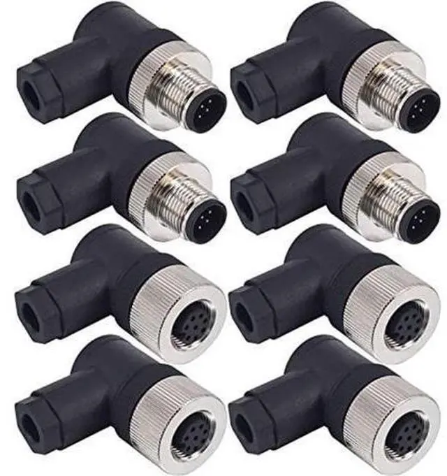 Main image of Lonlonty M12 8 Pin Male & Female Right Angle Socket Panel Aviation Wire Connector,12mm Industrial Circular Connector,Outdoor Waterproof IP67,4 Sets