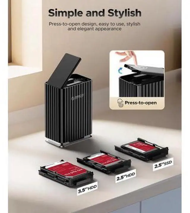 Alt view image 2 of 7 - 2 Bay Hard Drive Enclosure USB C Plug and Play DAS Backup with 12V/4A Power Adapter Maximum 2*22TB Storage for Personal Local Database - 9728C3
