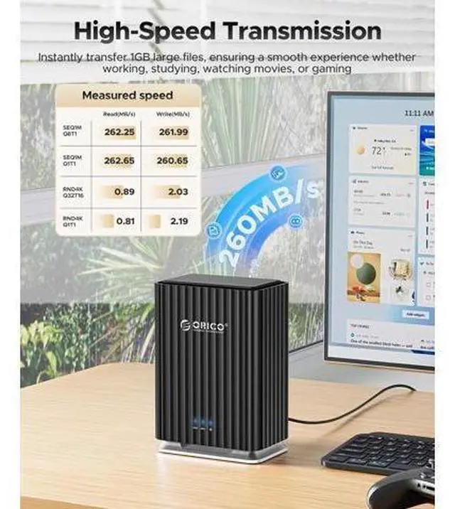 Alt view image 4 of 7 - 2 Bay Hard Drive Enclosure USB C Plug and Play DAS Backup with 12V/4A Power Adapter Maximum 2*22TB Storage for Personal Local Database - 9728C3