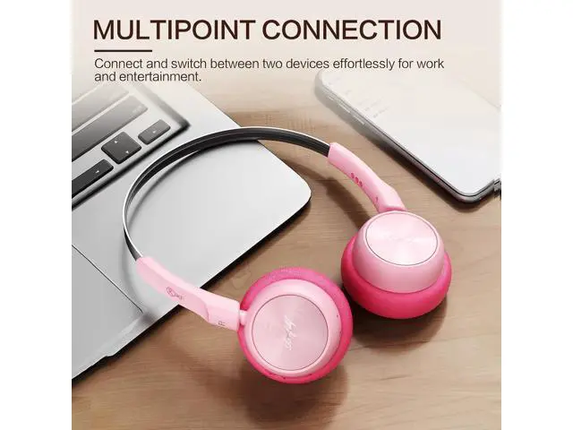 Alt view image 7 of 7 - R1 Wireless Bluetooth Headphones, Retro Classic Lightweight Headset, Builti-in Mic, 60H Playback, Dual Device Connectivity, Low Latency, App Customization,Throwback 80s 90s,OOTD, Pink