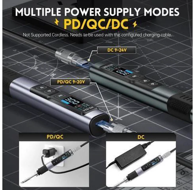 Alt view image 4 of 7 - HS-02B 100W Portable Corded Soldering Iron Kit, 2S Fast Heating, 212-842, Pre-set 3 Groups Temperature, 3 210 Soldering Tips, Smart Digital Soldering Iron Pen for Electronics Precision Repair