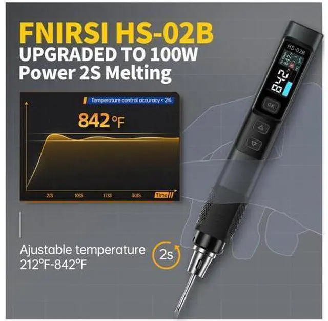 Alt view image 6 of 7 - HS-02B 100W Portable Corded Soldering Iron Kit with Storage Case, 2S Fast Heating, 212-842, Pre-set 3 Groups Temperature, 3 210 Soldering Tips, Smart Soldering Iron Pen for Electronics Repair