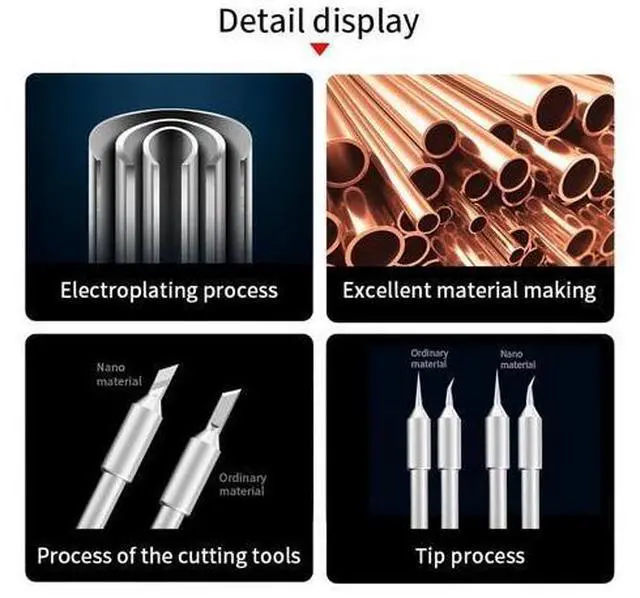 Alt view image 7 of 7 - Compatible with Aixun C210 C245 C115 Soldering Iron Tips T12 Station Handle For JBC T210 T245 T115 Original Sugon T26 T26D T3A T3B Kit(Nano C245 3PCS)