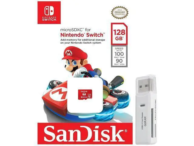 Alt view image 2 of 2 - 128GB MicroSD Nintendo Switch Memory Card for Switch & Lite SDSQXAO-128G Super Mario Design Bundle With (1) GoRAM Card Reader