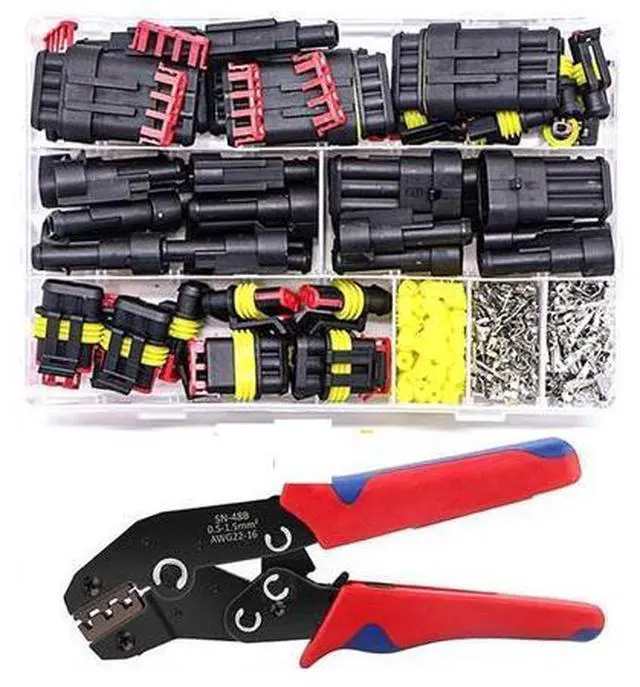 Main image of 352Pcs HID Waterproof Connectors 1/2/3/4 Pin 26sets Car Electrical Wire Connector Plug Truck Harness 300V 12A(325PCs pliers)