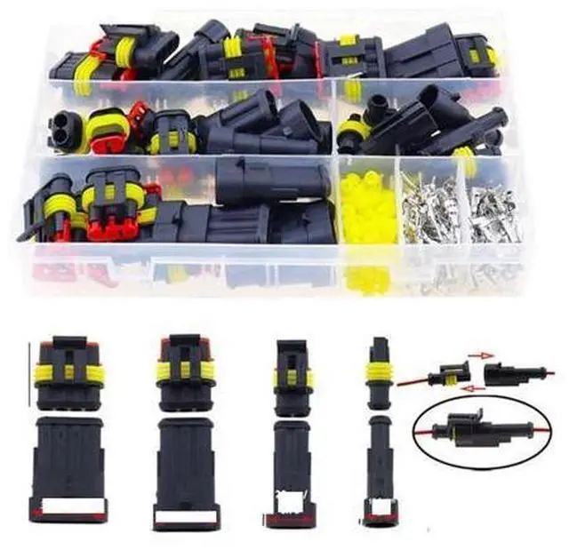 Alt view image 4 of 4 - 352Pcs HID Waterproof Connectors 1/2/3/4 Pin 26sets Car Electrical Wire Connector Plug Truck Harness 300V 12A(708PCs pliers)