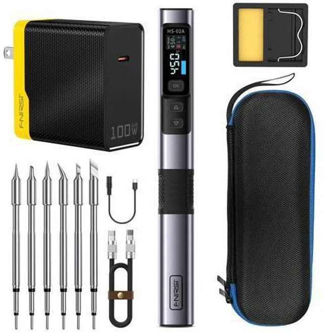 Main image of HS-02A 100W Portable Corded Soldering Iron Kit, 3S Fast Heating, 212-842, Pre-set 3 Groups Temperature, 6 F245 Soldering Tips, Smart Digital Soldering Iron Pen Tool for Electronics Repair
