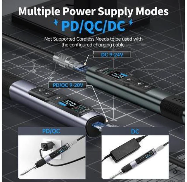 Alt view image 5 of 7 - HS-02A 100W Portable Corded Soldering Iron Kit, 3S Fast Heating, 212-842, Pre-set 3 Groups Temperature, 6 F245 Soldering Tips, Smart Digital Soldering Iron Pen Tool for Electronics Repair