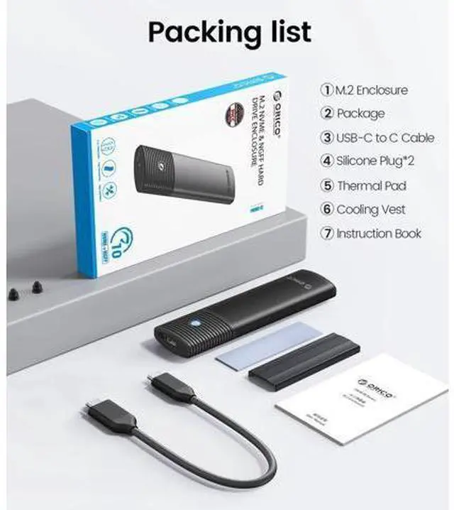Alt view image 6 of 7 - Dual M.2 NVMe SSD Enclosure, USB C to M2 Adapter for M Key PCIe 2230/2242/2260/2280 M.2 SSDs,Tool-Free Installation Aluminum M.2 Reader Support Trim and UASP up to 2x4TB