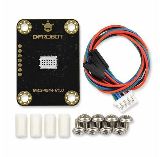 Main image of Gravity: MiCS-4514 Multi-Gas Sensor Module for Arduino / ESP32 / Raspberry Pi | I2C MEMS Air Quality Sensor Detects CO NO2 NH3 Alcohol H2 CH4 | Built-in Algorithm ppm Output for DIY IoT Projects