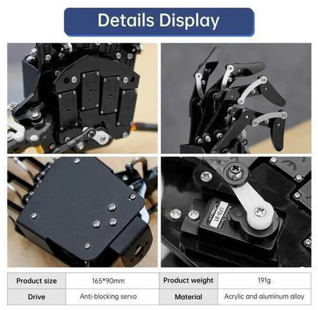 Alt view image 4 of 7 - Robot Hand Five Fingers Support Secondary Development Solely Movement Bionic Robot Mechanical Arm Hand DIY RobotRight Hand