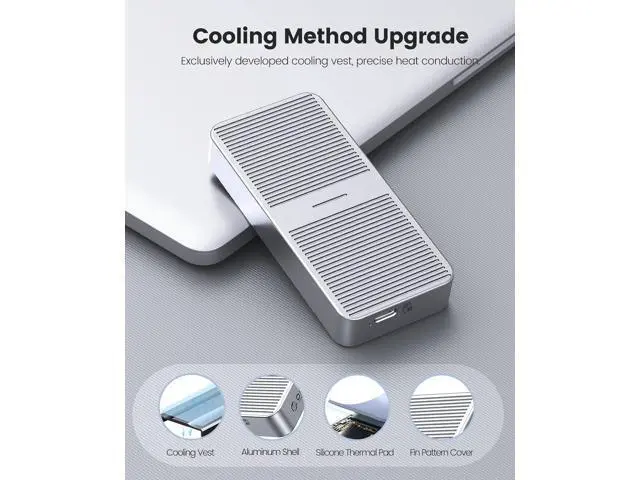 Alt view image 3 of 7 - 40Gbps NVMe SSD Enclosure, M.2 to USB-C Adapter for NVMe M-Key 8TB SSD Max, Aluminum M2 External SSD Case, Compatible with Thunderbolt 3/4 USB3.2/3.1/3.0/Type - M224 (Silver)