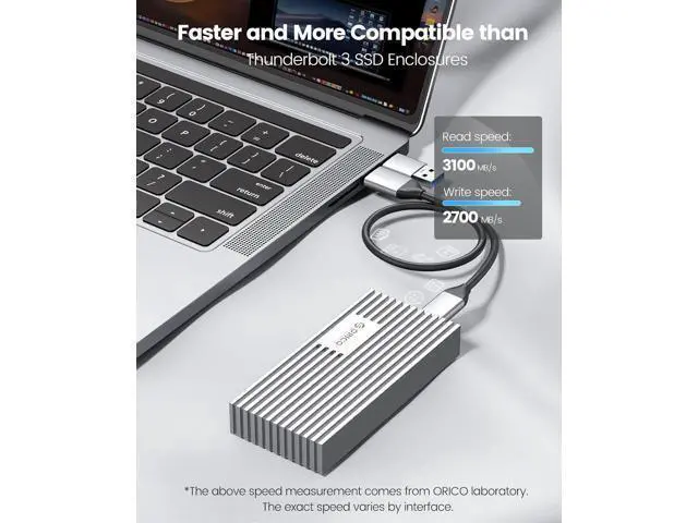 Alt view image 3 of 7 - 40Gbps NVMe SSD Enclosure, M.2 to USB-C Adapter for NVMe M-Key 4TB SSD 2280, Aluminum M2 External SSD Case, Compatible with Thunderbolt 3/4 USB3.2/3.1/3.0/Type-M234-Silver