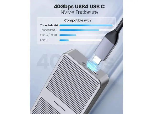 Alt view image 3 of 7 - 40Gbps NVMe SSD Enclosure, M.2 to USB-C Adapter for NVMe M-Key 8TB SSD Max, Aluminum M2 External SSD Case, Compatible with Thunderbolt 3/4 USB3.2/3.1/3.0/Type - M224 Gray