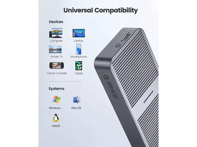 Alt view image 5 of 7 - 40Gbps NVMe SSD Enclosure, M.2 to USB-C Adapter for NVMe M-Key 8TB SSD Max, Aluminum M2 External SSD Case, Compatible with Thunderbolt 3/4 USB3.2/3.1/3.0/Type - M224 Gray