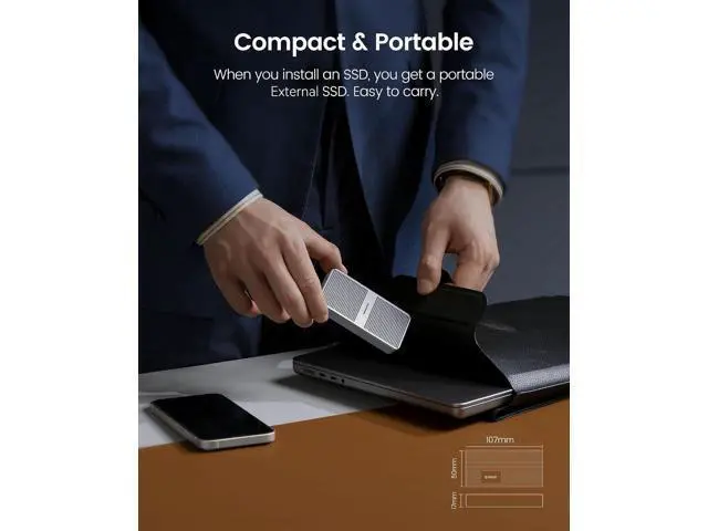 Alt view image 7 of 7 - 40Gbps NVMe SSD Enclosure, M.2 to USB-C Adapter for NVMe M-Key 8TB SSD Max, Aluminum M2 External SSD Case, Compatible with Thunderbolt 3/4 USB3.2/3.1/3.0/Type - M224 Gray
