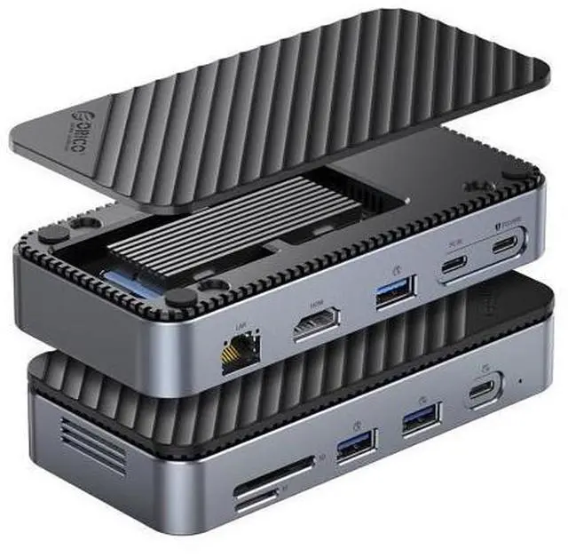 Main image of USB C Hub with M.2 SSD Enclosure, New Upgrade ORICO 10-in-1 USB-C Docking Station with Built in fan, 10Gbps USB 3.2 Gen2 M.2 NVMe SSD Reader, Support 4K@60Hz HDMI, 100W PD, Ethernet, SD/TF - DPM2P9-V1