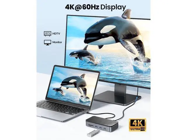 Alt view image 7 of 7 - USB C Hub with M.2 SSD Enclosure, New Upgrade ORICO 10-in-1 USB-C Docking Station with Built in fan, 10Gbps USB 3.2 Gen2 M.2 NVMe SSD Reader, Support 4K@60Hz HDMI, 100W PD, Ethernet, SD/TF - DPM2P9-V1