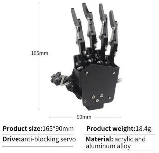 Alt view image 7 of 7 - Robot Hand Five Fingers Solely Movement Bionic Robot Mechanical Arm DIY, Left Hand