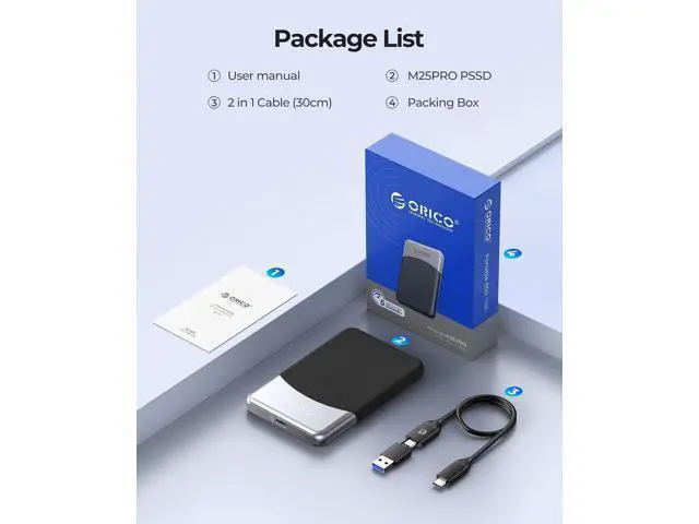 Alt view image 6 of 6 - 480GB External SSD with 2 in 1 USB C Cable, Portable Solid State Drive USB 3.2 Gen 1 Up to 460MB/s, Dust and Drop Resistance, Reliable Storage for USB-C Smartphone, PC, Tablet, Labtop - M25PRO