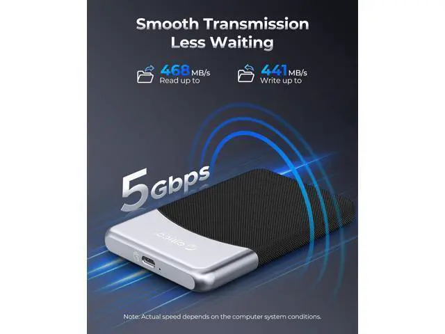 Alt view image 2 of 6 - 480GB External SSD with 2 in 1 USB C Cable, Portable Solid State Drive USB 3.2 Gen 1 Up to 460MB/s, Dust and Drop Resistance, Reliable Storage for USB-C Smartphone, PC, Tablet, Labtop - M25PRO