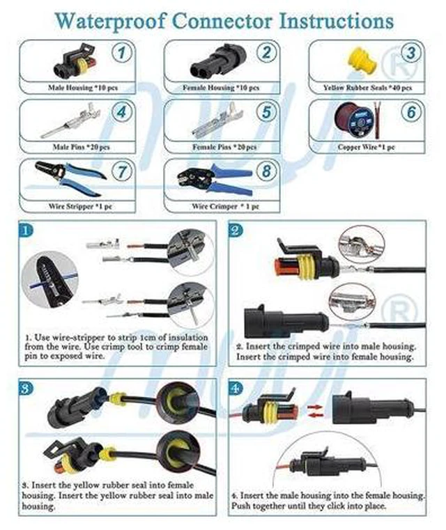 Alt view image 4 of 7 - 70 8pcs 1-6 Pins Hidden Waterproof Connectors 43 Sets Car Marine Seal Electrical Wire Connector Plug Truck Harness 30 0V 12A Kit(1004pcs and pliers)
