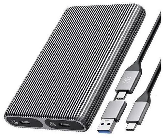 Alt view image 7 of 7 - Dual M.2 NVMe SSD Enclosure, USB C to M2 Adapter for M Key PCIe 2230/2242/2260/2280 M.2 SSDs,Tool-Free Installation Aluminum M.2 Reader Support Trim and UASP up to 2x4TB