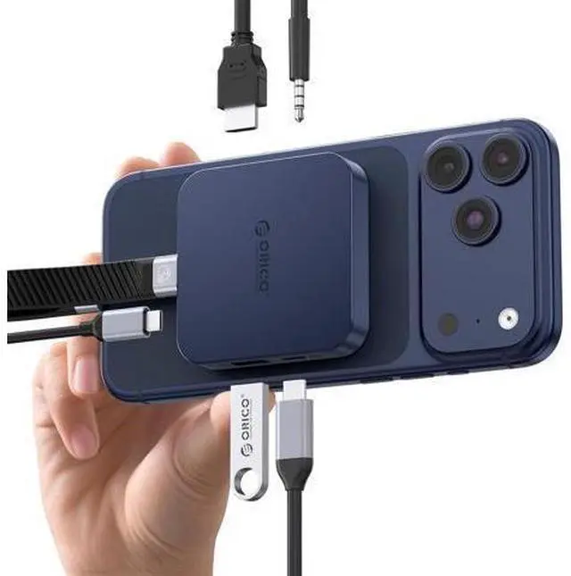 Main image of 10Gbps Magnetic M.2 Docking Station, 6-in-1 USB C HUB & M.2 2230 NVMe Enclosure with HDMI 4K@60Hz, USB-A&C 3.2, 100W PD, AUX, USBC Dock for iPhone 17/16/15 Pro/Pro Max